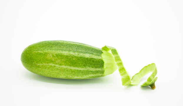 skin slice Pointed gourds horizontally isolated on white background