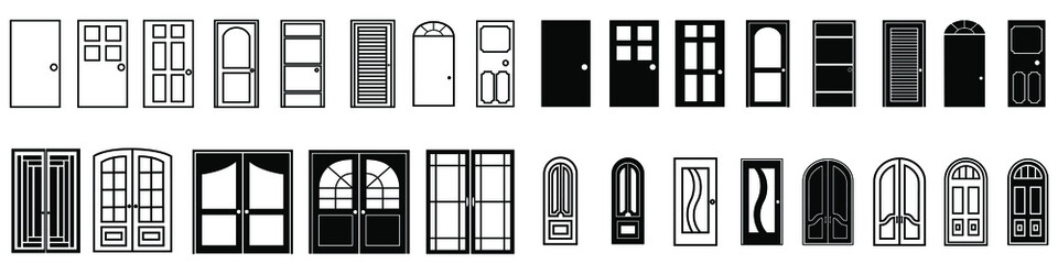 Door vector icon set. entry illustration sign collection. room symbol. exit logo.
 - obrazy, fototapety, plakaty