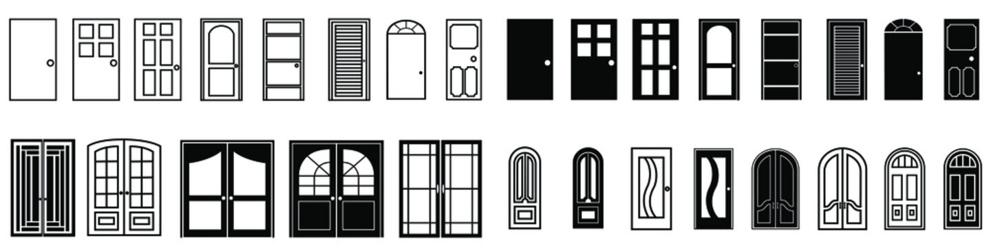 Door vector icon set. entry illustration sign collection. room symbol. exit logo.
