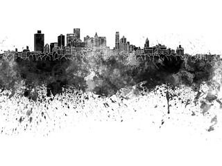 Brooklyn skyline in black watercolor