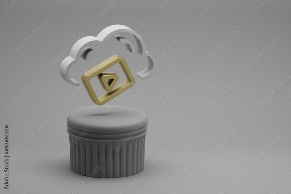 Poster beautiful abstract illustrations cloud video server symbol icons on a column stand and wonderful bac