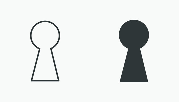 Keyhole Vector Icon Set. Key, Lock, Unlock, Hole, Door, Open Symbol	