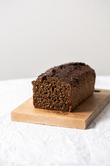 Loaf of bread on sourdough from rye flour with seeds