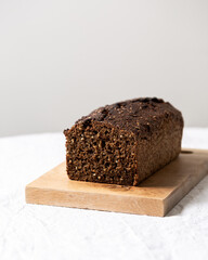 Loaf of bread on sourdough from rye flour with seeds