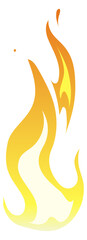 Flame decal. Yellow fire symbol. Blaze sign
