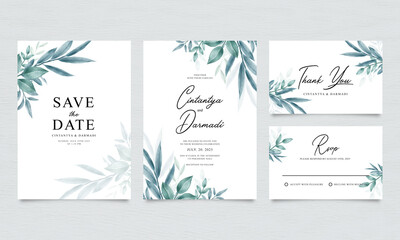Elegantly arranged foliage wedding invitation card template