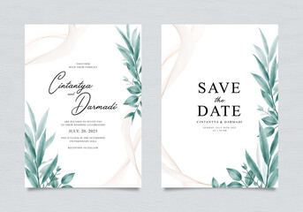 Set of greenery wedding invitation card templates