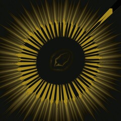 geometric metallic sunflower shape pattern and design gold on black