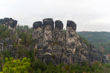 Fototapeta na wymiar Rocks in Czech Saxony. Beautiful landscape. Rocks, stones, view, bridge, nature, national park.