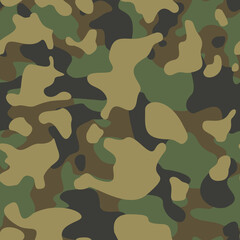 Fototapeta premium Camouflage seamless pattern. Military texture of spots. Print on fabric and clothing. Vector illustration