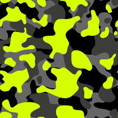 Camouflage seamless pattern. Military texture of spots. Print on fabric and clothing. Vector illustration