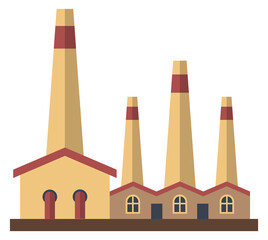 Manufacture flat icon. Industrial bulding. Chemical machinery