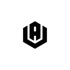 initial letter UA, AU with hexagon logo design template vector