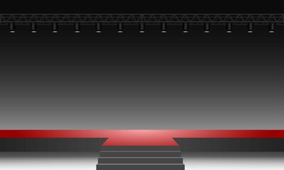 Fototapeta premium red stage with spotlight in the hall