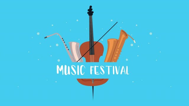 musical instruements and lettering animation