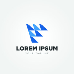 Abstract modern F letter airplane wings concept airline company vector logo icon