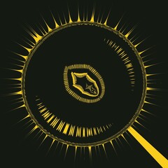 Naklejka premium geometric metallic sunflower shape pattern and design gold on black