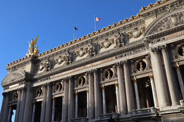 Fragments of the facade of the famous Paris Opera House