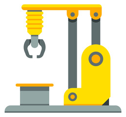 Yellow mechanic arm. Industrial technology device icon