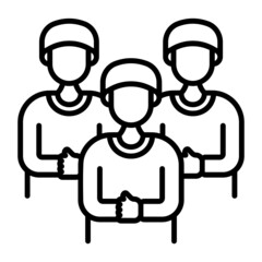 Group of People Offering festival prayer vector line icon Design, Ramazan and Eid al-Fitr Symbol, Islamic and Muslims fasting Sign, Arabic holidays celebration stock illustration,  jamaah or Jamat Con