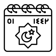 Calendar 1443 Concept, religious events and observances Date vector line icon Design, Ramazan and Eid al-Fitr Symbol, Islamic and Muslims fasting Sign, Arabic holidays celebration stock illustration