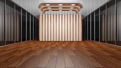 Hintergrund, Raum mit Holzboden und dunklen Spiegeln