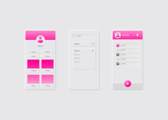 Application gallery portfolio Neumorphism sign up and log in user page. White background. Interface of modern web or mobile app. UI UX design. Create account form.