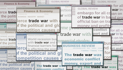 Headline titles media with Trade war import and export tax 3d illustration