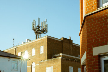 Telecoms Mast: Telecoms mast, on a clear blue sky.