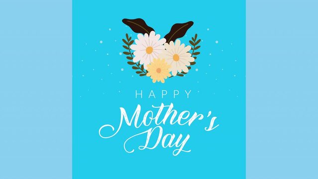 happy mothers day lettering with floral decoration