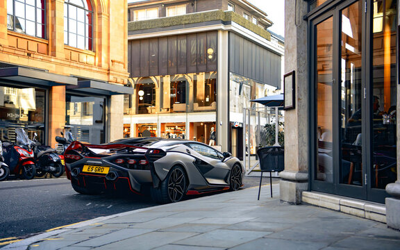 London, UK - August 2021: New Supercar Lamborghini Sian.