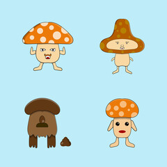 Fungi Character Design Illustration Vector
