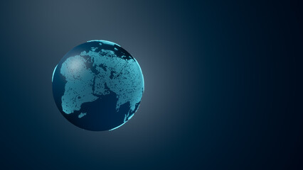 The Earth's holographic ball on a blue background. 3d illustration