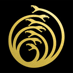 Seven Head Hydra Golden symbol - obrazy, fototapety, plakaty
