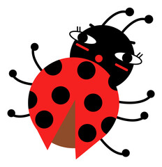 Funny ladybug character. Child cartoon animal drawing