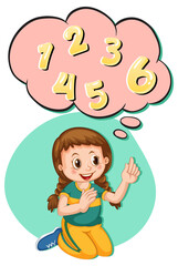 A girl thinking with an number in callout