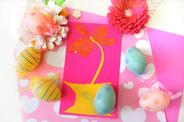 DIY Easter home decor from paper, Gift ideas, making Easter card. Handmade.  Childrens Easter crafts.