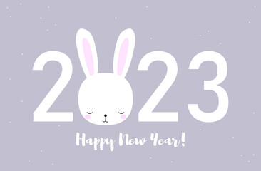 Rabbit. Chinese year symbol 2023. White Rabbit Chinese new year symbol vector illustration. Happy new year. 2023 calendar