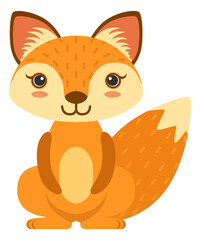 Little fox. Cute fur baby animal character