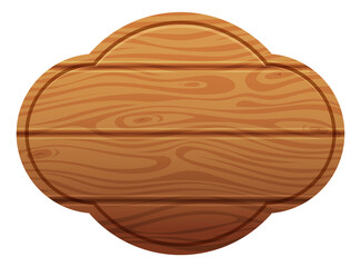 Blank billboard template. Wooden planks signboard in cartoon game style