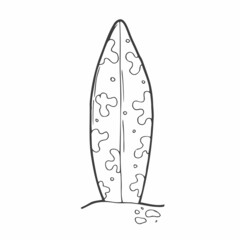 Doodle Surf Board. Vector sketch of surfing. Beach and summer concept