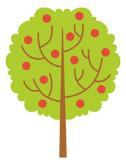 Tree with fruits icon. Cute green summer plant