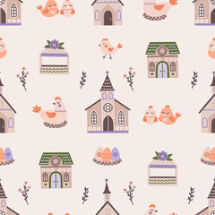Easter Kids Seamless Pattern