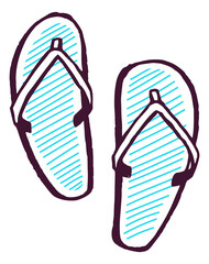 Flip flops. Hand drawn summer shoes. Beach symbol