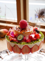 Lovely parfait with strawberries