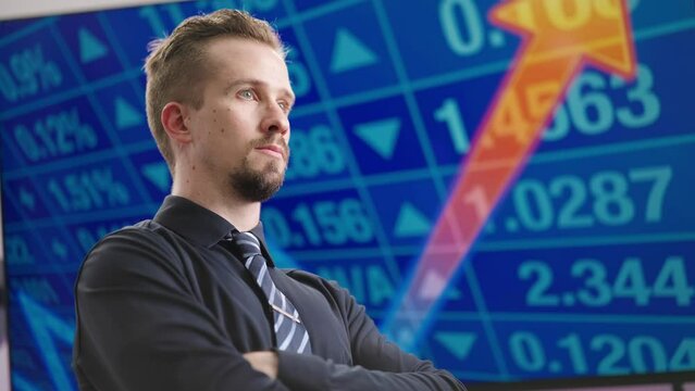 Stonks man posing in front of growth graph meme 4K