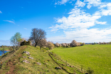 Footpath on a esker ridge in a beautiful spring landscape