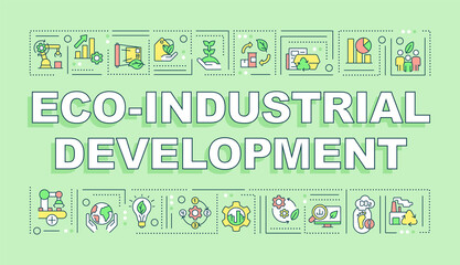 Fototapeta na wymiar Eco industrial development word concepts green banner. Clean technology. Infographics with icons on color background. Isolated typography. Vector illustration with text. Arial-Black font used