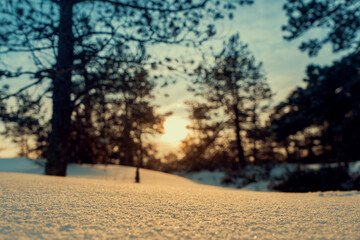Sunset in winter Espoo Finlad