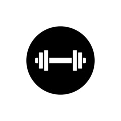 Dumbbell icon in black round